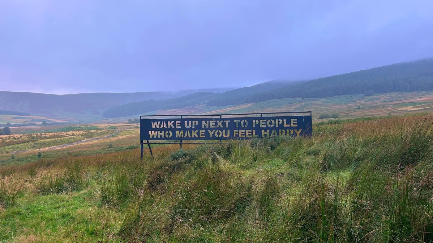 A large board standing out on the open moor