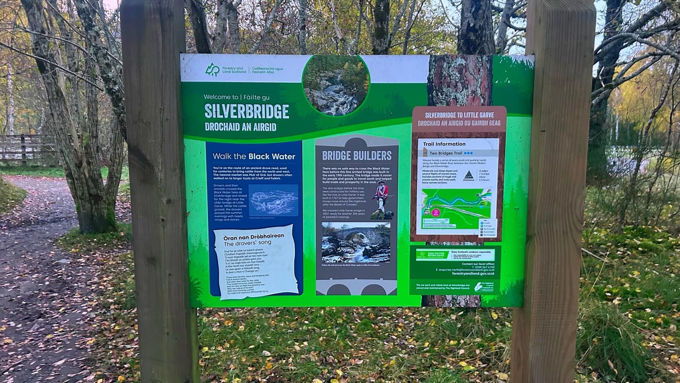 The Silverbridge information board by the car park