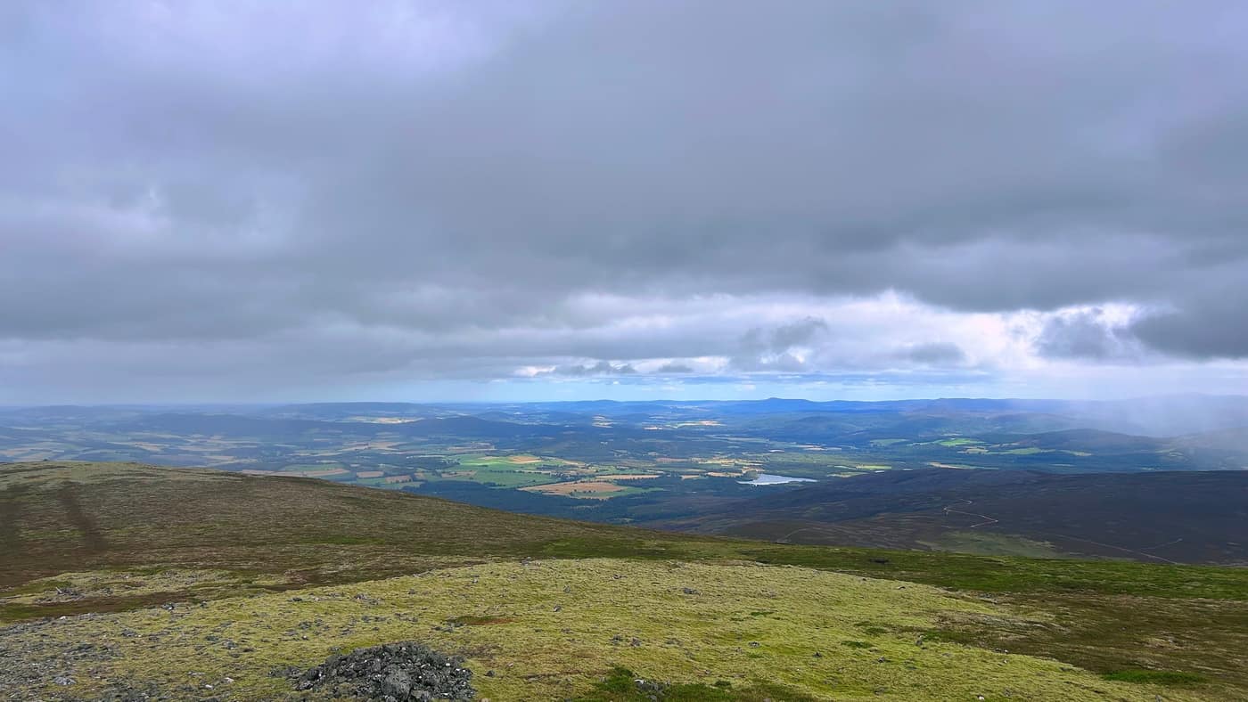 Looking off the top over the fields with the loch