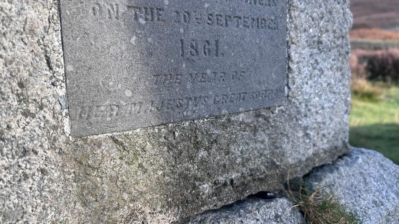 The foot of the plaque — the year of Her Majesty's great sorrow