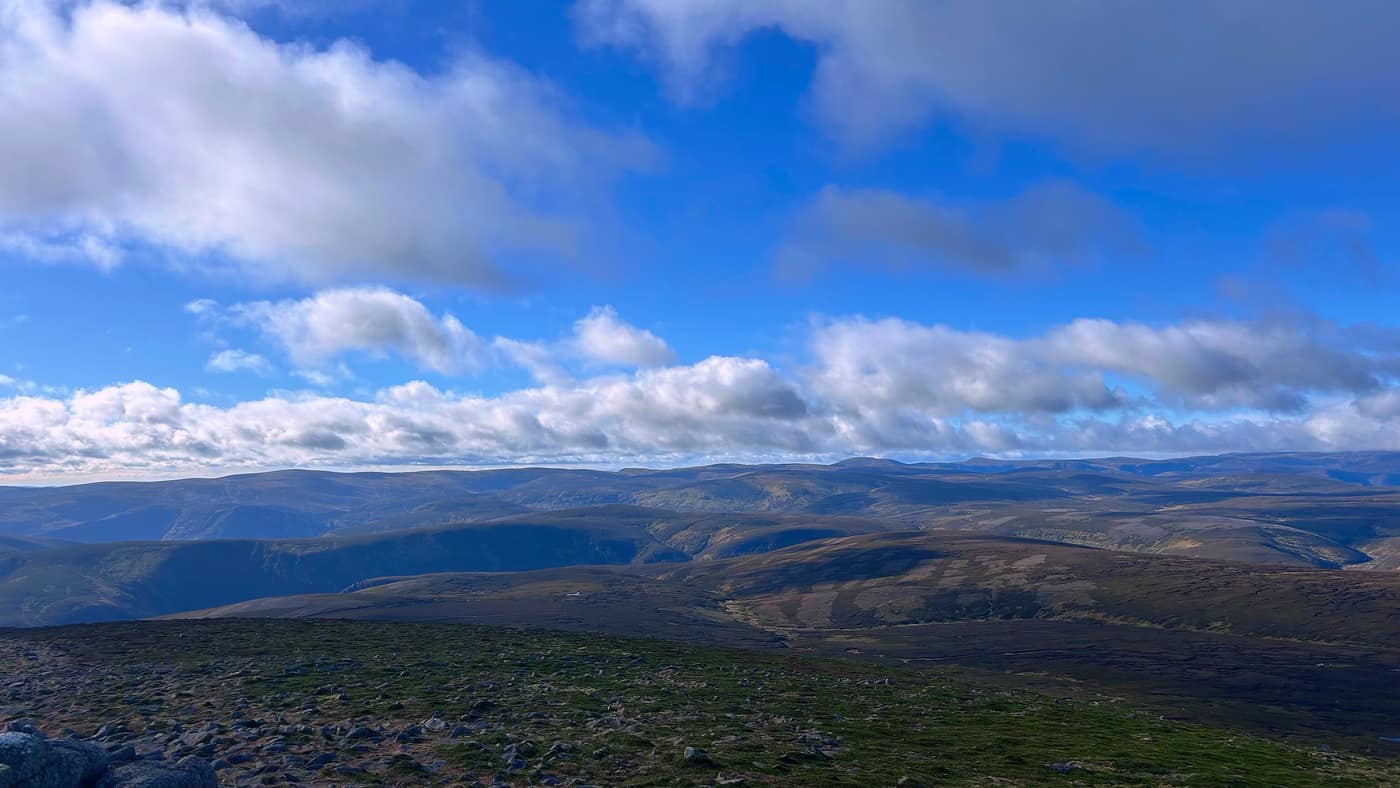 Looking inland from the top, hill after hill to the horizon