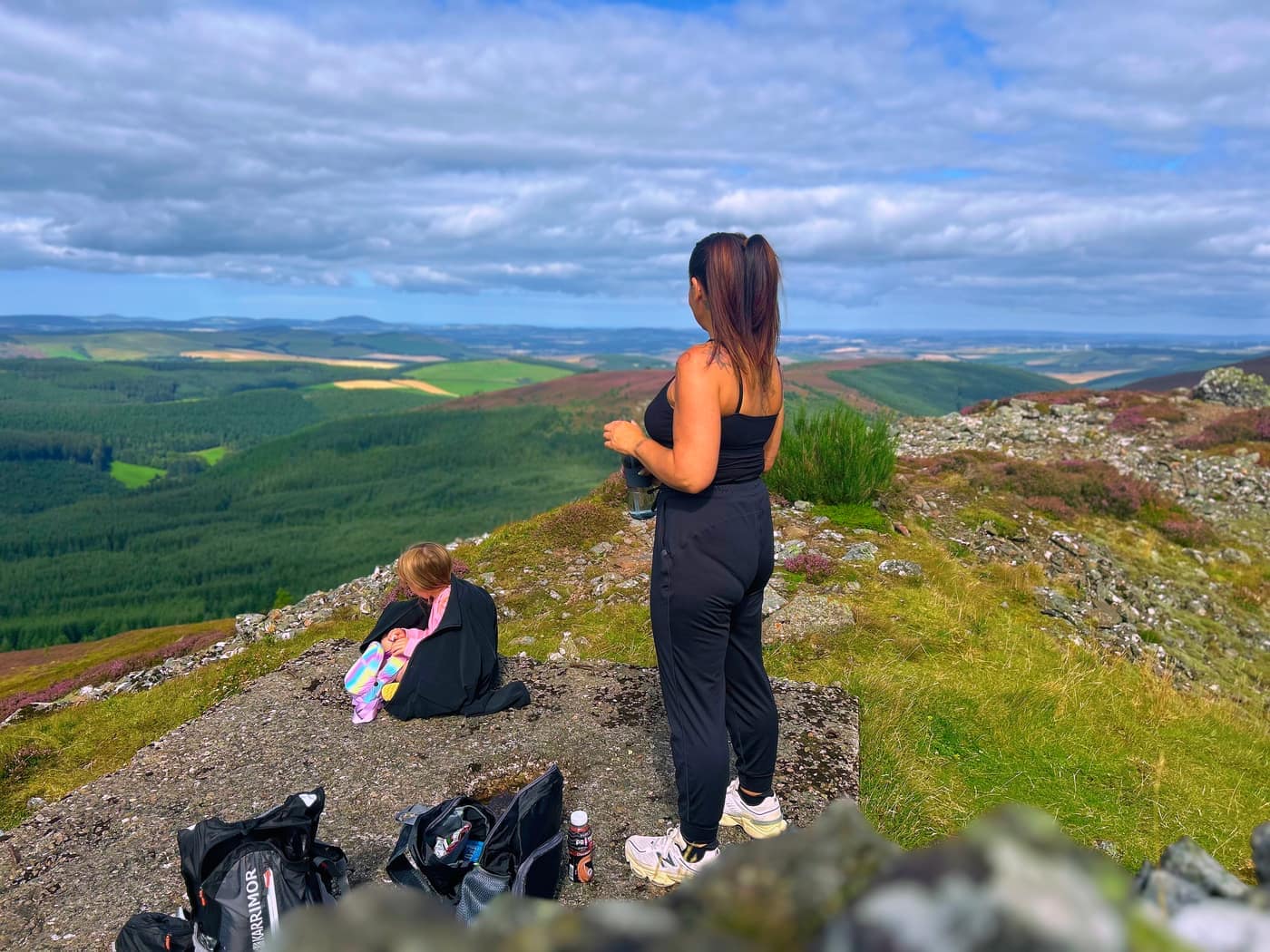 Katrina and one of the girls at the top with the bags out
